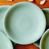 10 assiettes à desserts en céramique bleu Longchamp