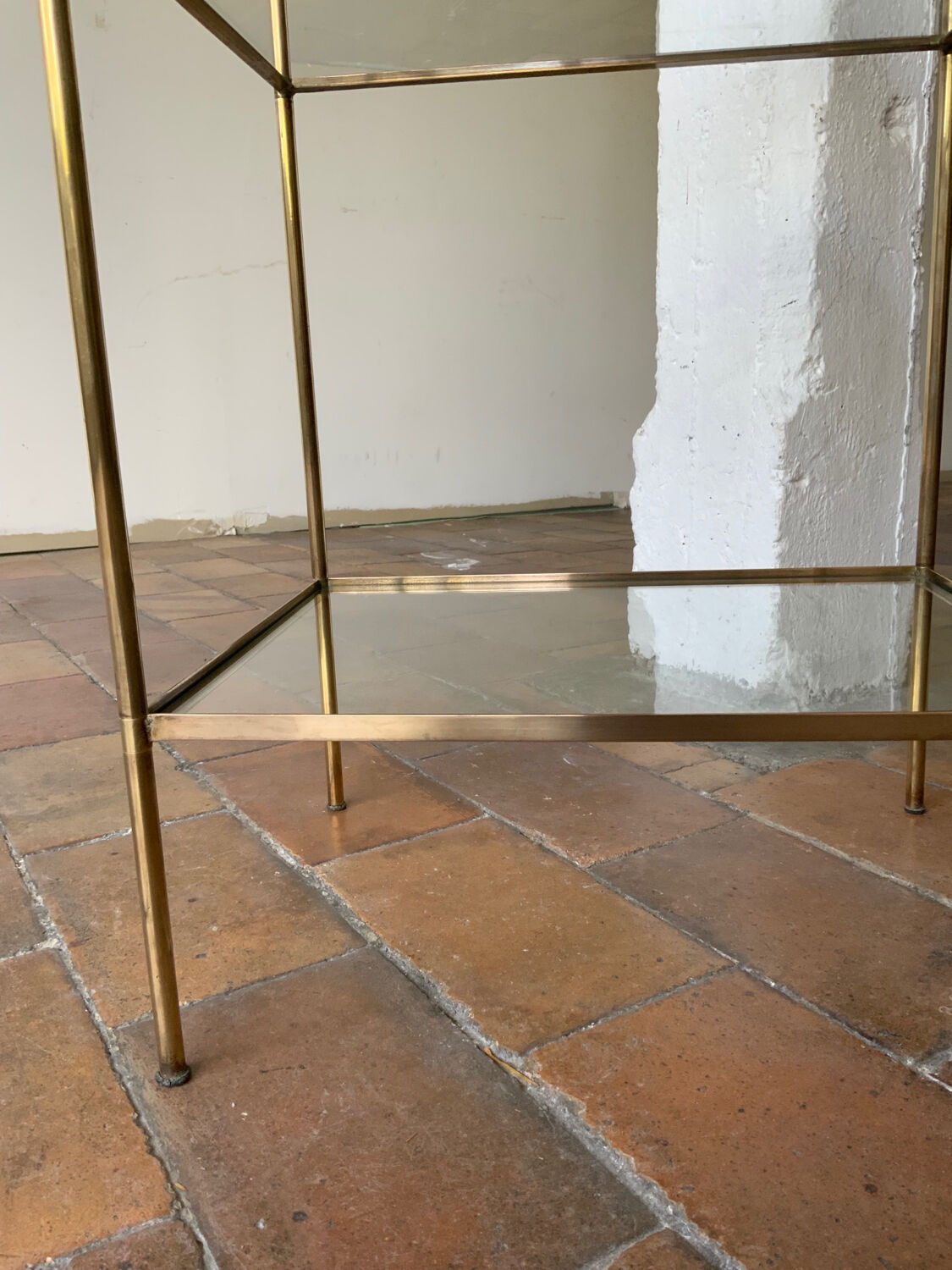 Brass and glass side table
