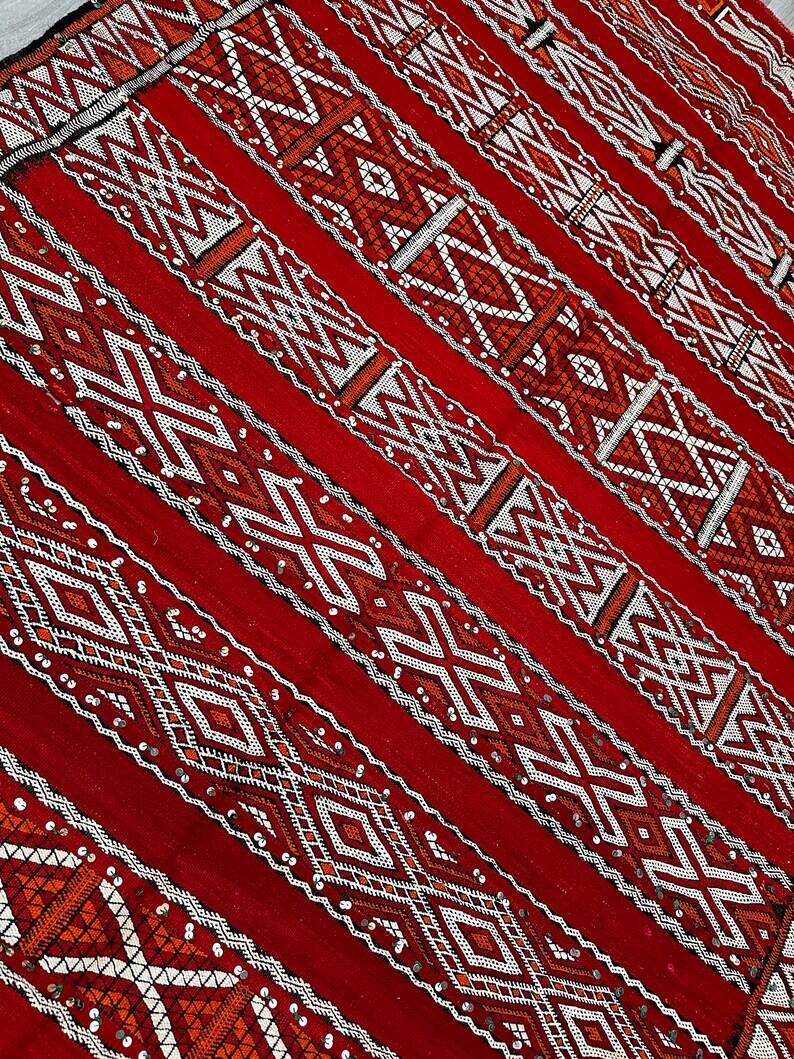 Zemmouri Kilim Rug, Flat Weave Berber Rug, Handmade Moroccan Rug, Home Decor