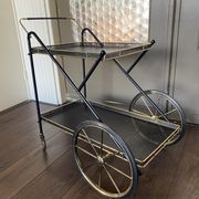 Vintage Italian brass and metal bar cart, 1950s