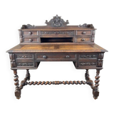 Bureau En Chêne Sculpté, Style Renaissance, XIXe Siècle