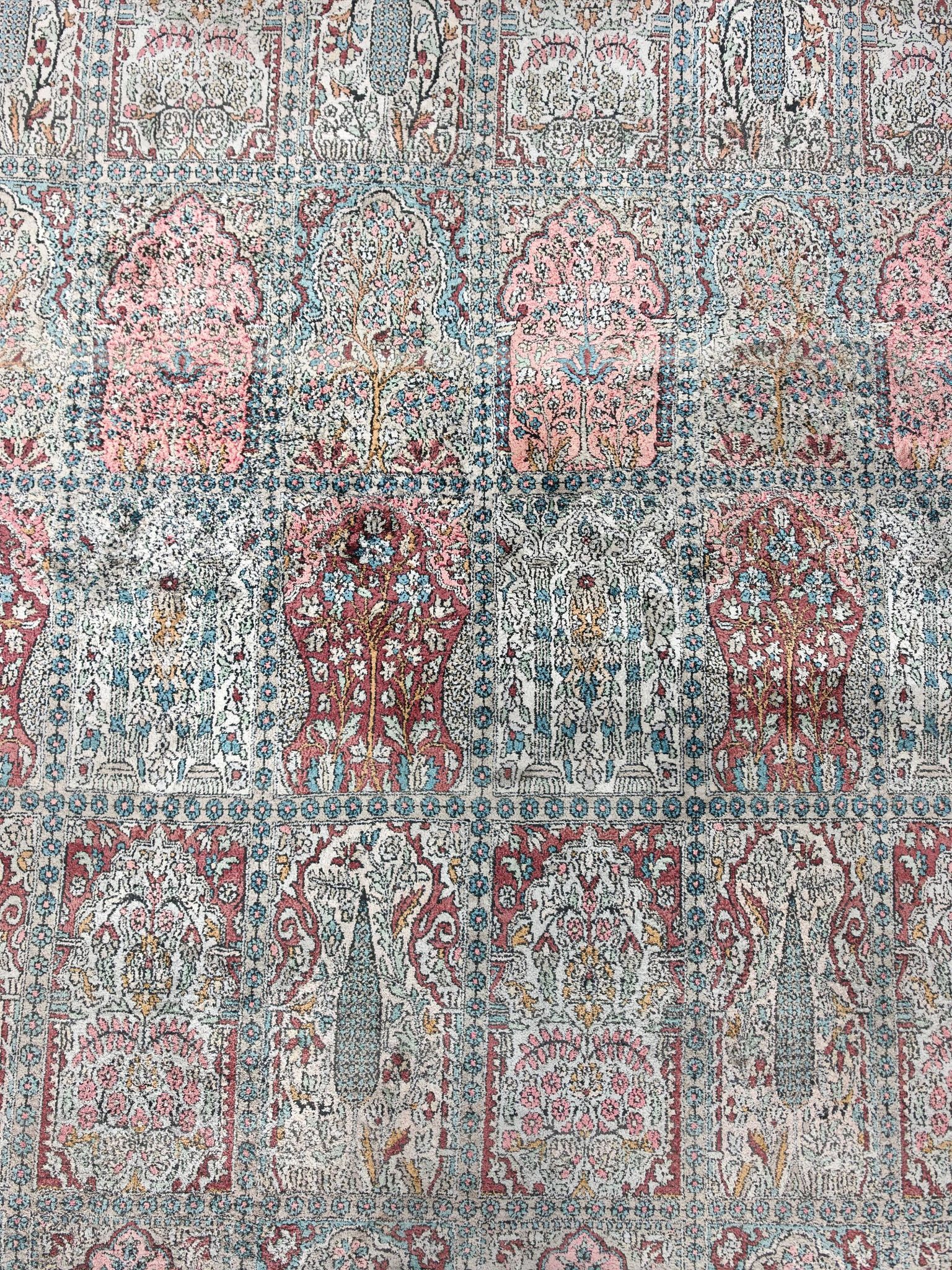 XXL vintage carpet in Kashmir silk Garden of Paradise