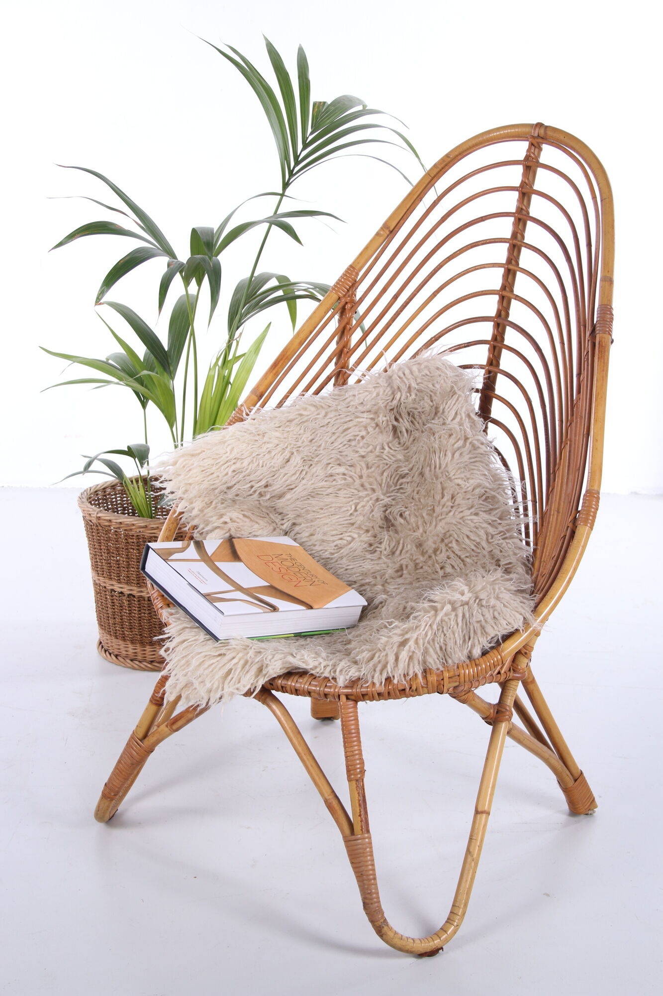 Vintage Dutch design rattan lounge chair Rohe Noordwolde
