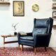 Leather Wingback Chair, Denmark 1970s, Vintage, Mid-C Modern