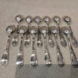 12 silver-plated metal teaspoons, Ercuis silversmith, Louis XV 29