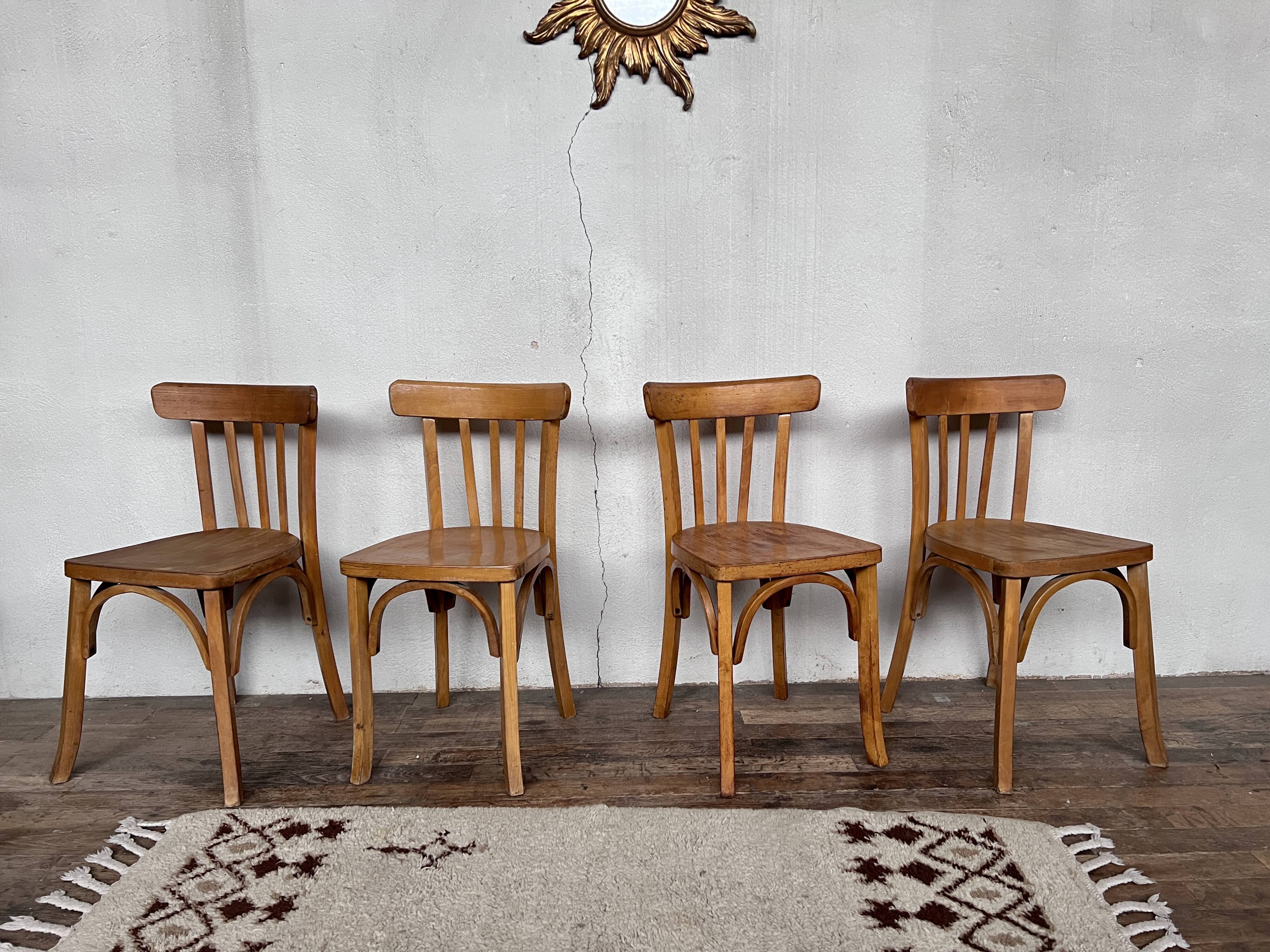 Série 4 chaises en bois  1950