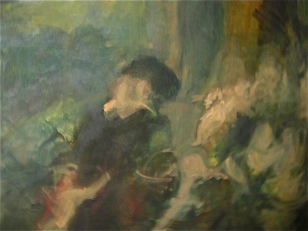 Genre scene canvas signed Strbac