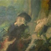 Genre scene canvas signed Strbac