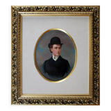 Portrait d'une dame, peinture à l'huile, milieu du XIXe siècle, encadrée