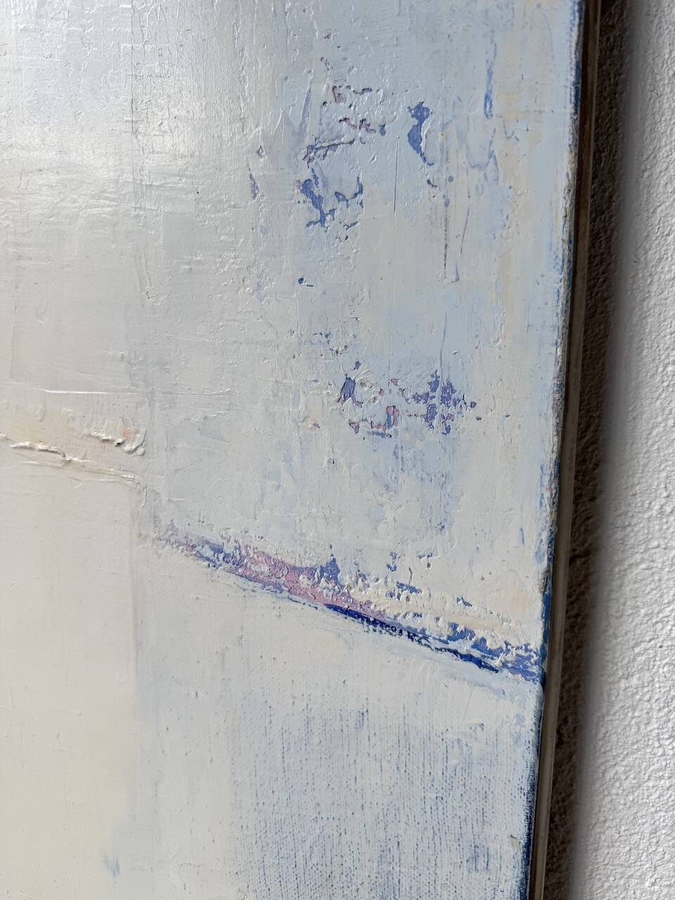 Toile abstraite blanche, peinture à l’huile XXème