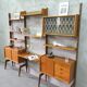Mid-Century Modular Teak Free-Standing Wall Unit with Desk by John Texmon for Blindheim Mobelfabrik,