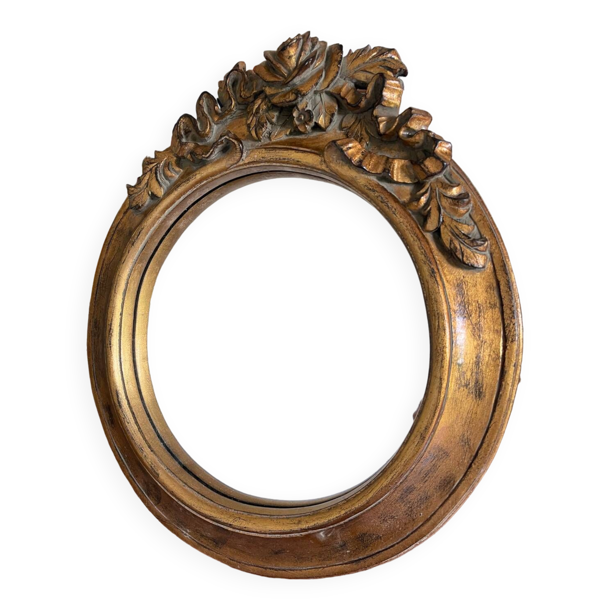 Round carved wooden mirror