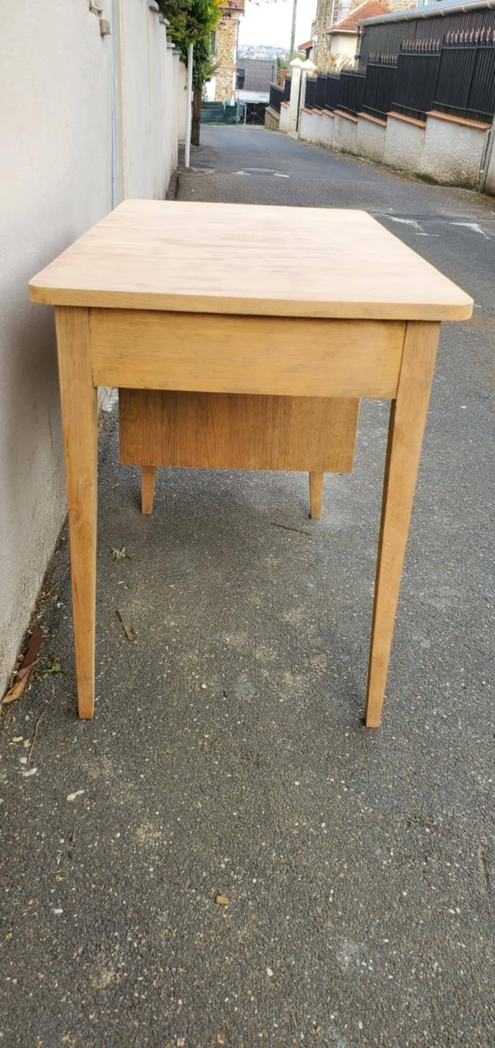 Raw wood pedestal desk, 1940-1950