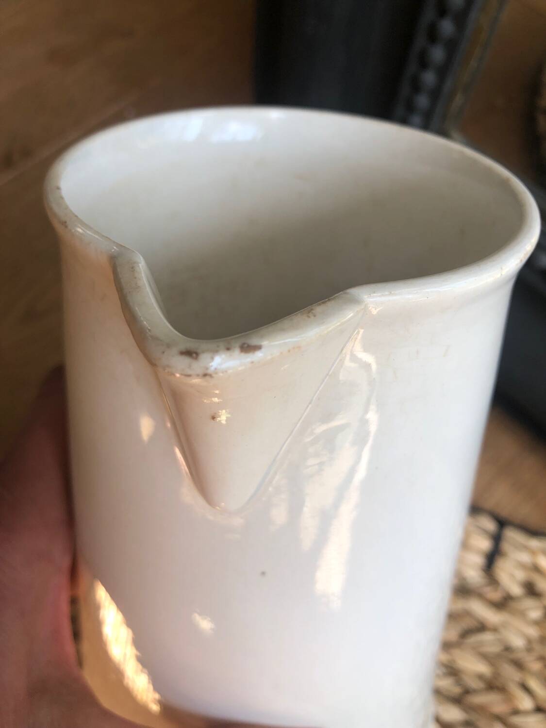 Old Digoin and Sarreguemines shabby white jug