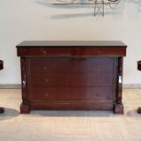 Mahogany “swan neck” chest of drawers, Empire style, 19th century.