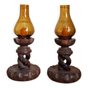 Paire de bougeoirs arts - and