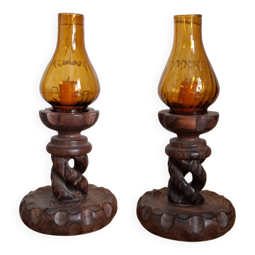 Paire de bougeoirs arts and crafts