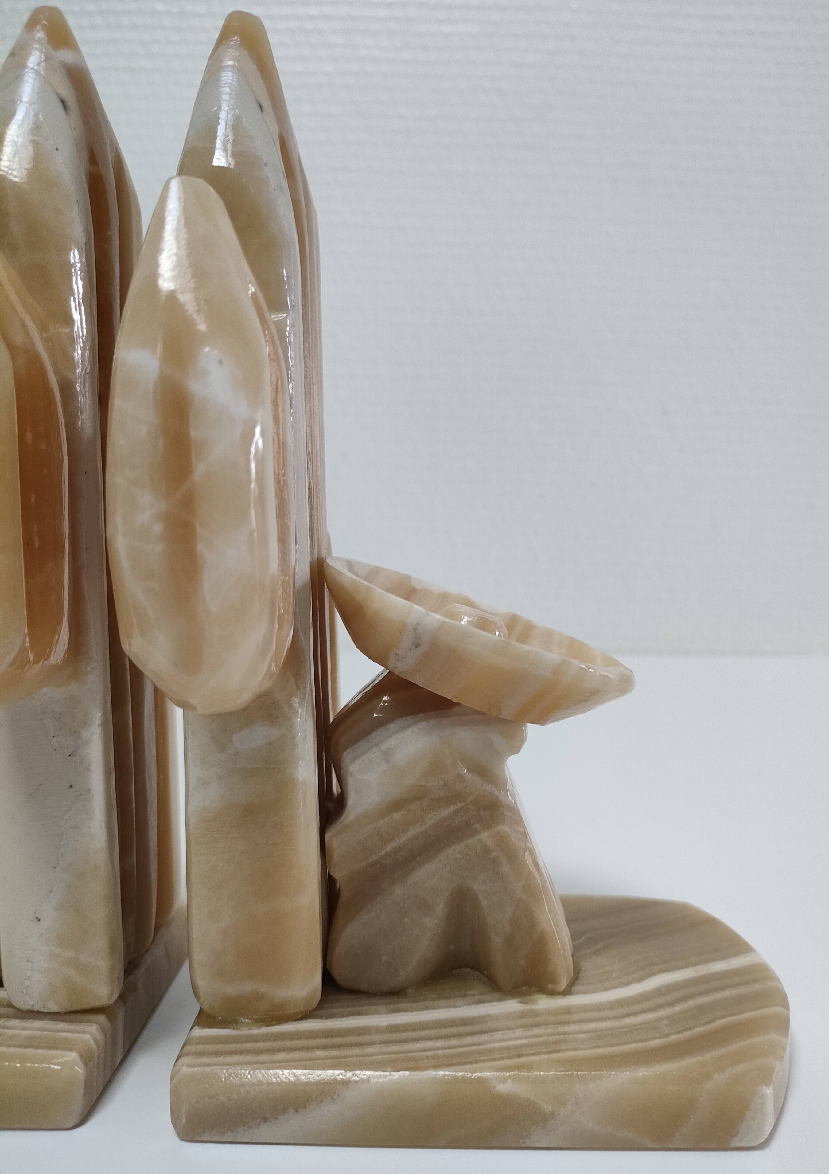 Pair of vintage Mexican cactus onyx bookends