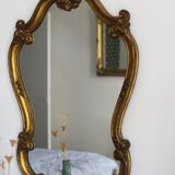 Miroir coquillage doré ancien