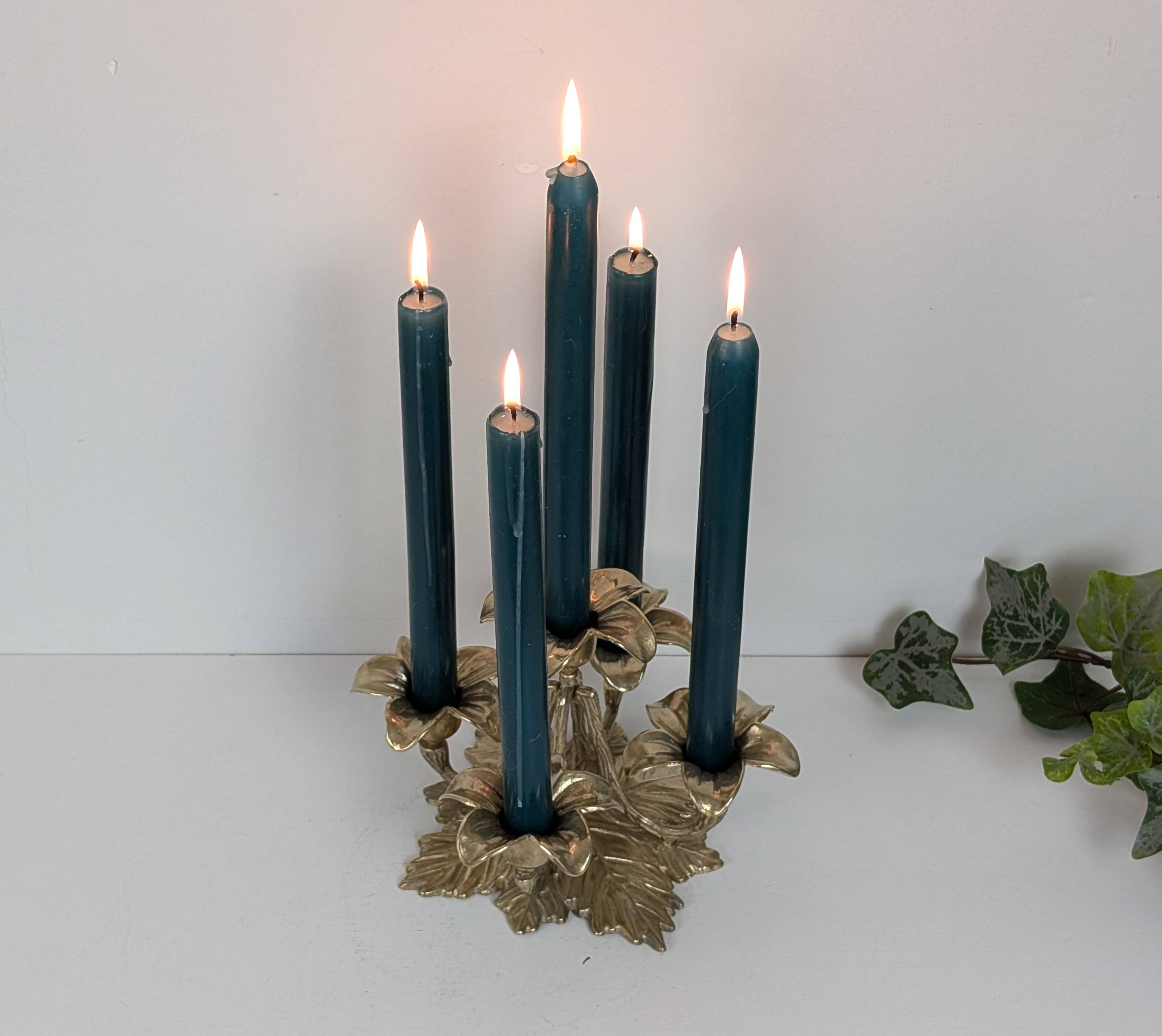 Brass flower candle holder