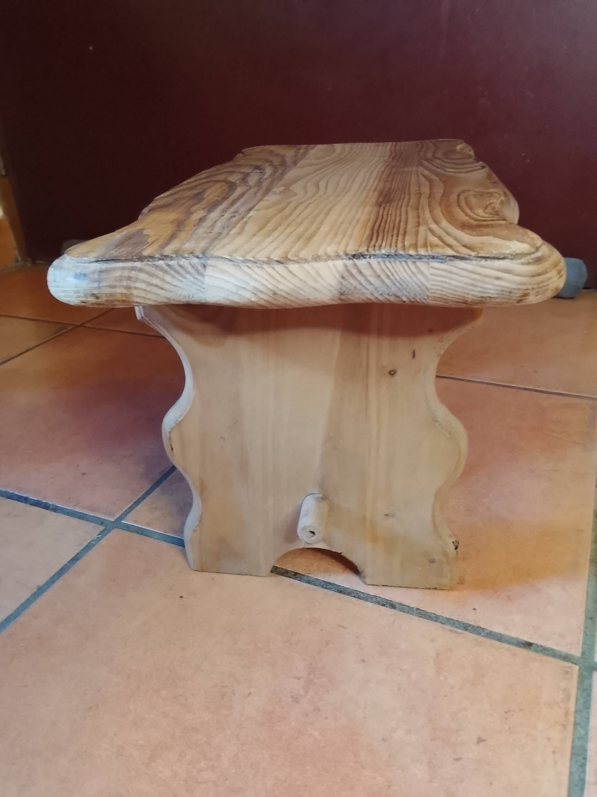 Small bench / low rustic stool in solid wood