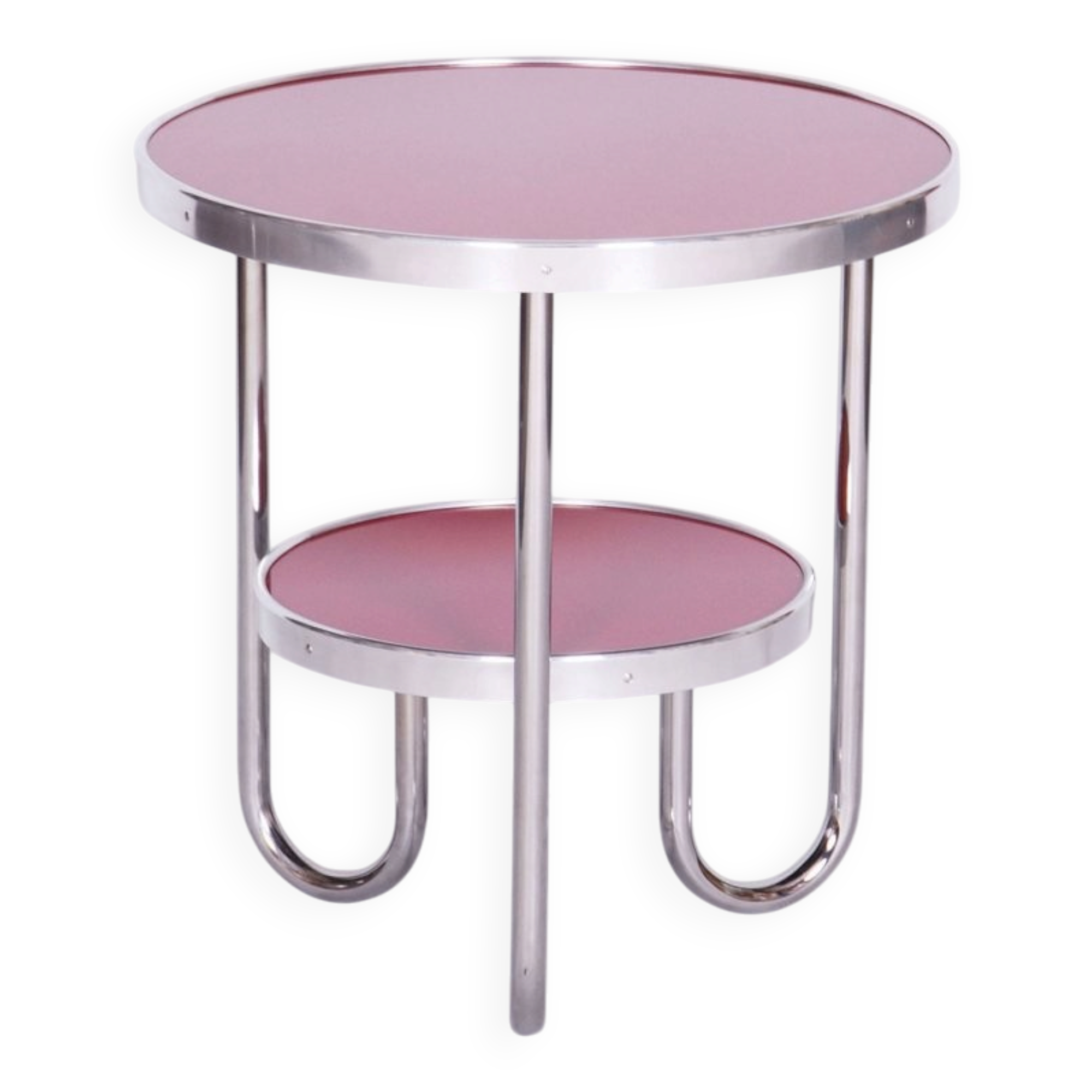 Small Czech Bauhaus Spruce and Chrome Side Table from Kovona, 1930s