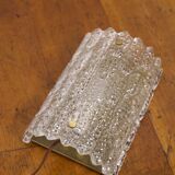 Large pressed glass and brass wall lamp, Denmark, 1960s