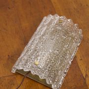 Large pressed glass and brass wall lamp, Denmark, 1960s