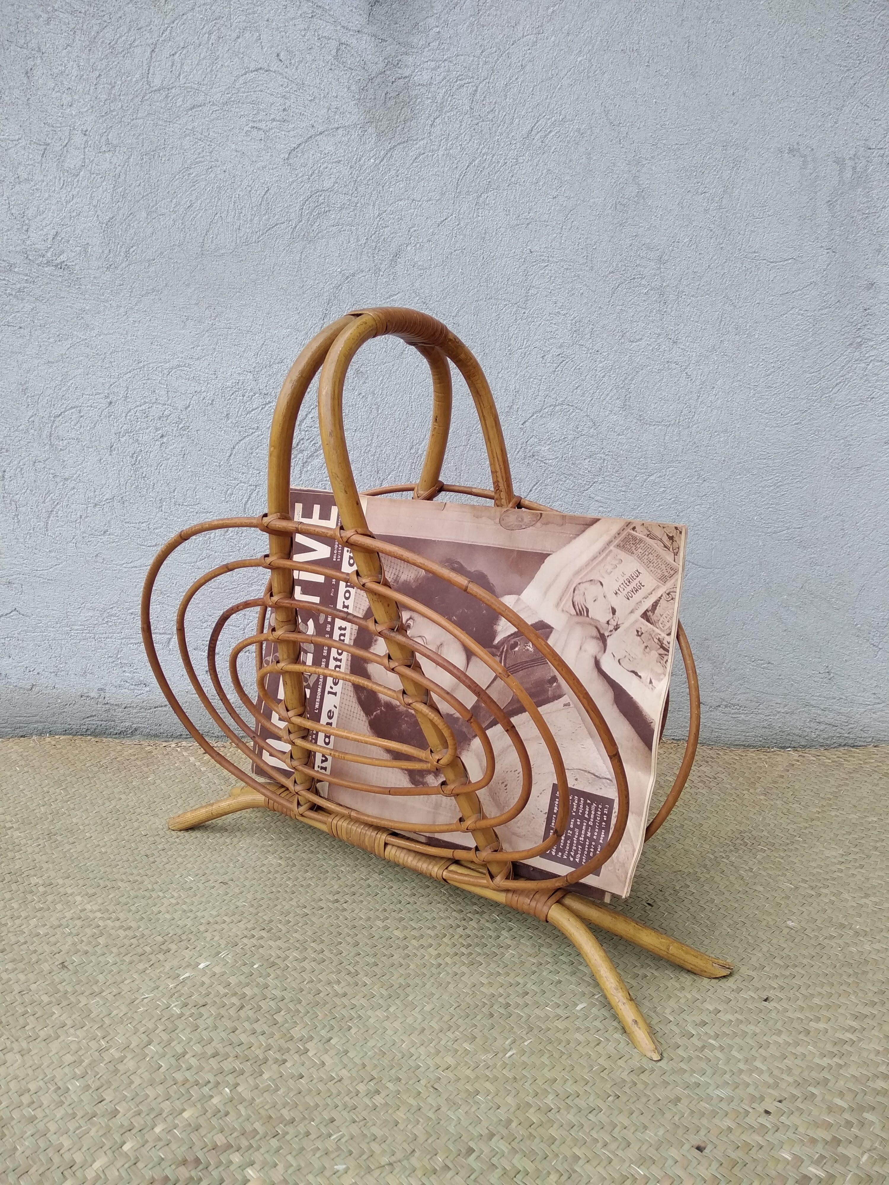 Rattan magazine holders