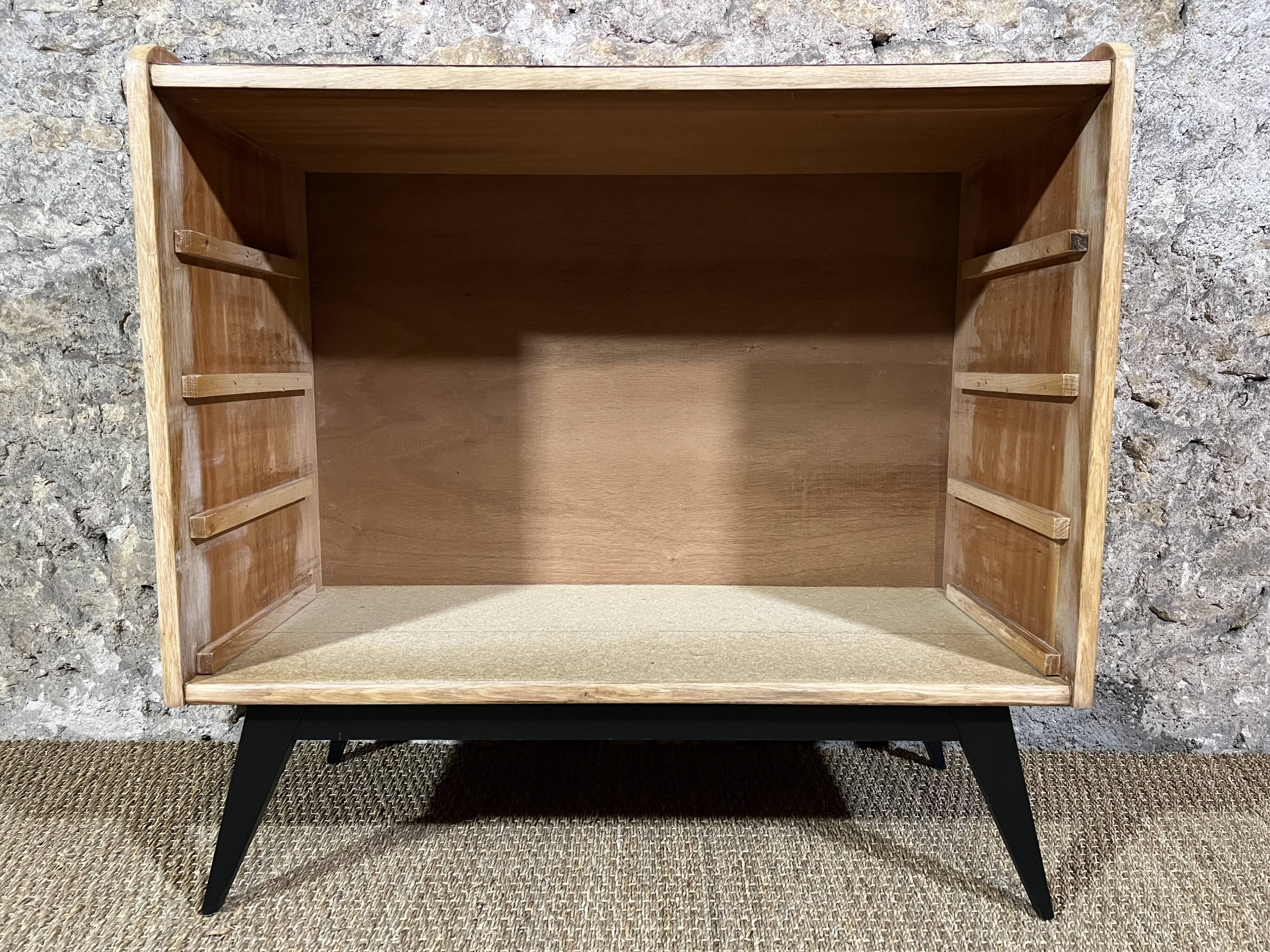 Vintage Chest of Drawers 50's Light Oak Compass Feet 4 Drawers Restyled