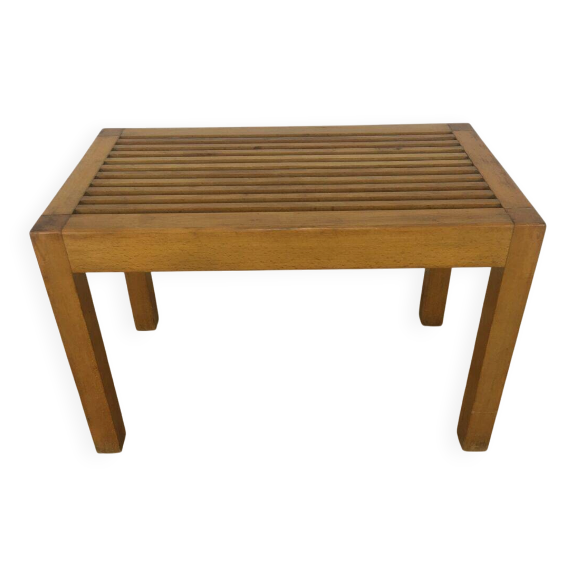 Tabouret moderniste à lattes de bois, années 50, banc
