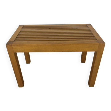 Modernist slatted wooden stool, 1950s, bench
