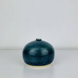 Vase boule céramique bleu, vintage