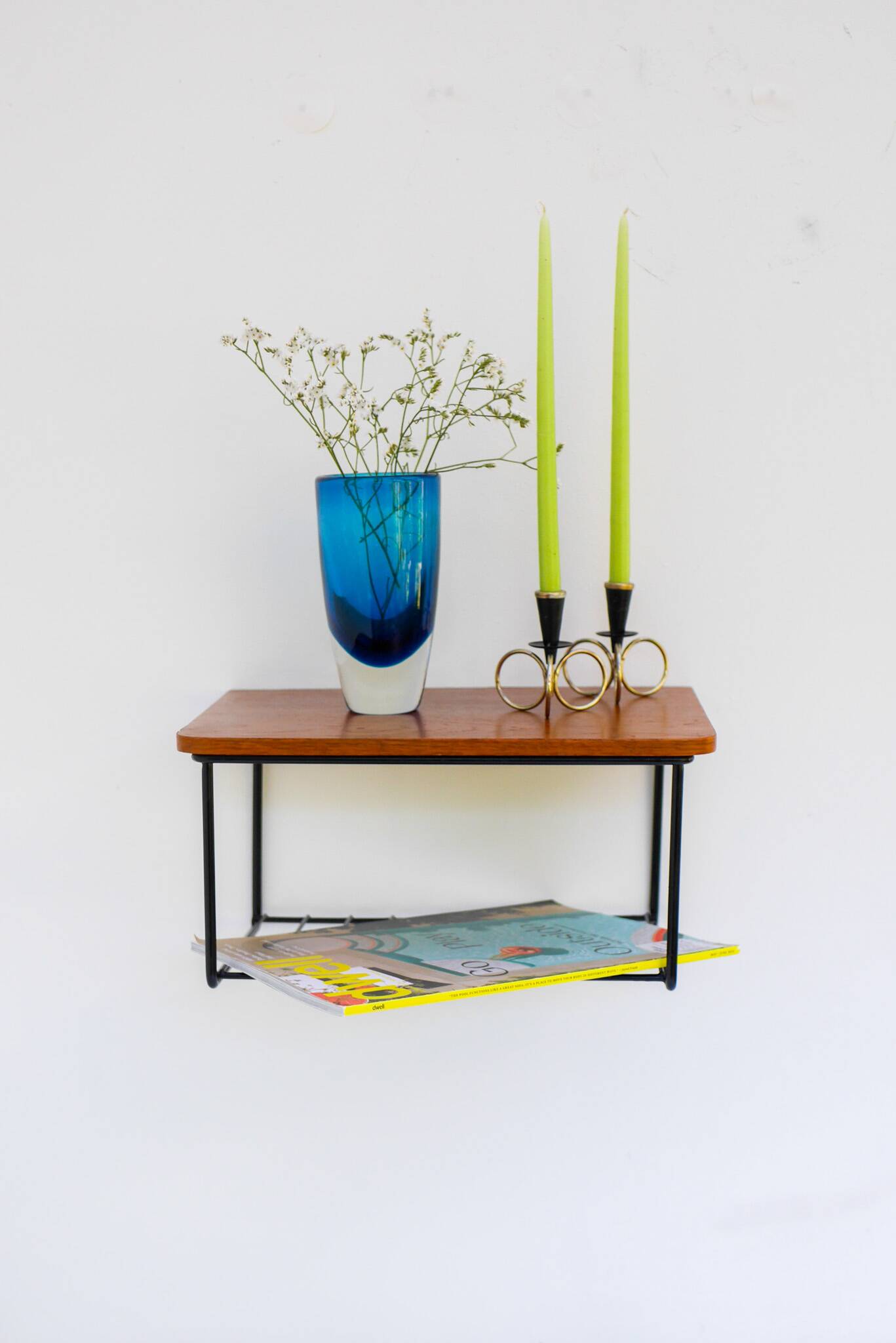 Vintage Floating Wall Shelf, Teak String Rack 60's Design