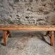 Rustic old wooden bench – Early 20th century – Seat in solid pine and base in chestnut