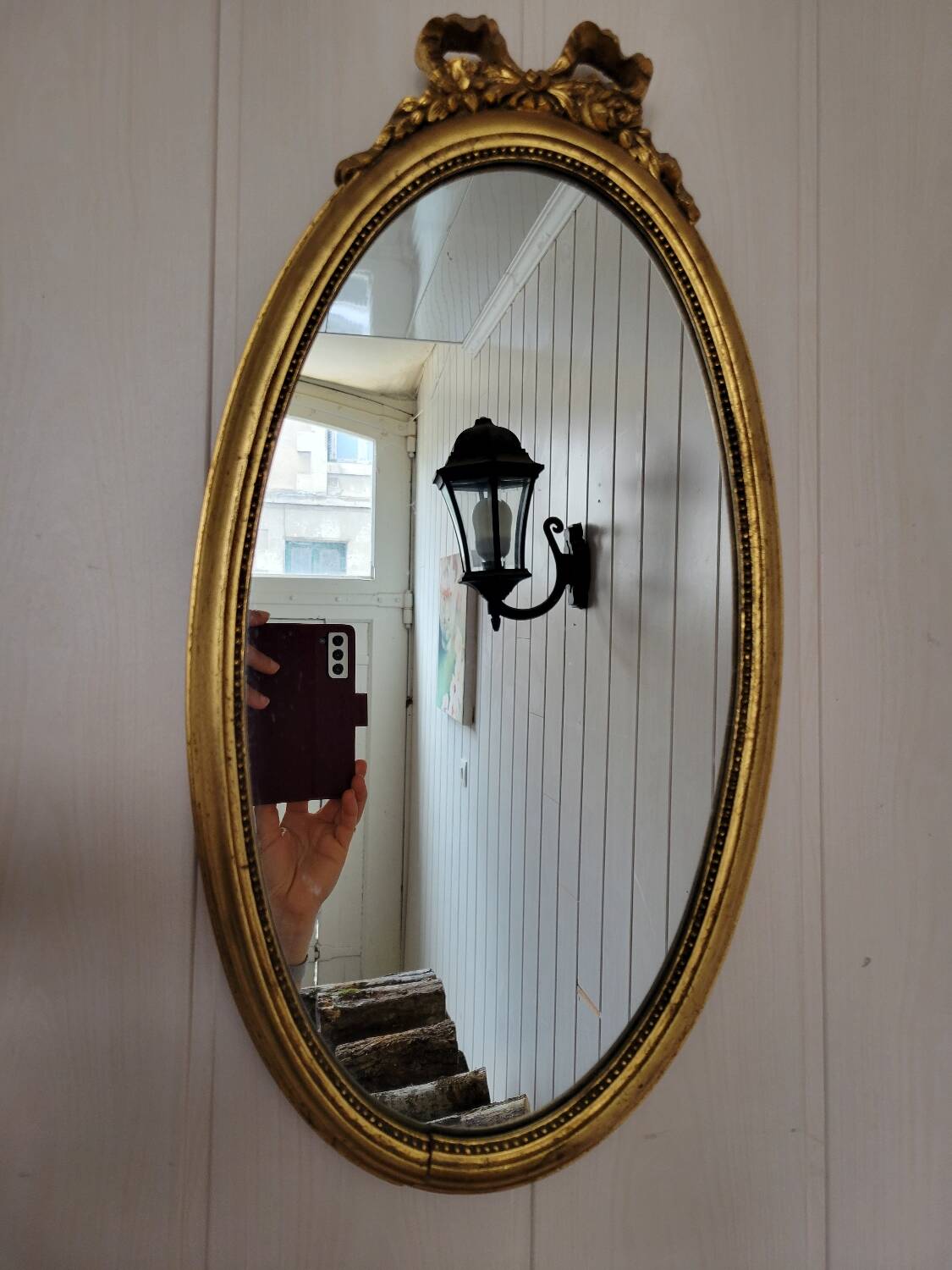 Louis XVI style oval mirror