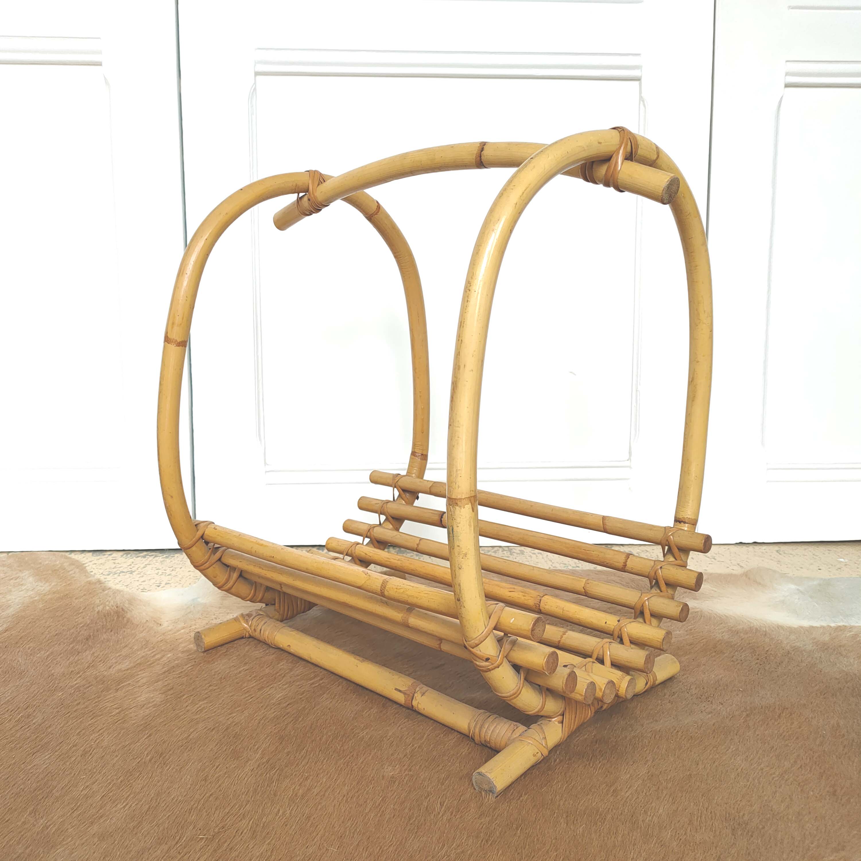 Basket door logs in bamboo rattan
