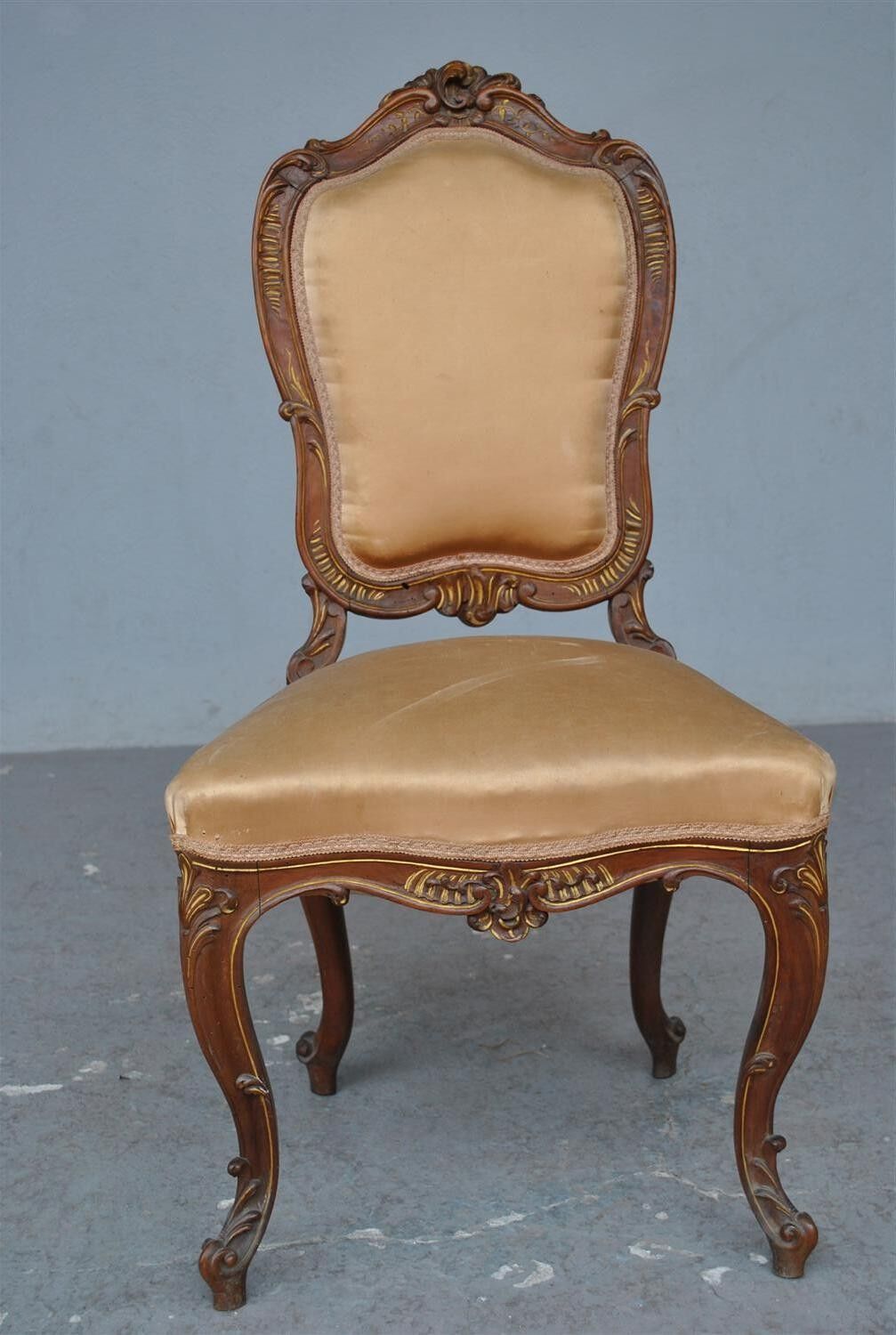 Set of 6 chairs style Louis XV Walnut end XIX