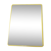 Miroir de barbier mural rectangle contour plastique jaune - 1970 29x38cm