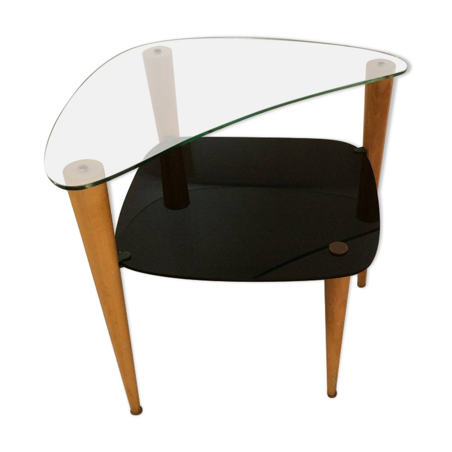 Small table from the 60s wood and glass