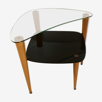 Small table from the 60s wood and glass