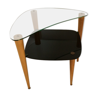 Small table from the 60s wood and glass