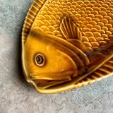 Sarreguemines fish dish in ochre glazed earthenware