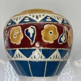 Cache pot ancien en faïence émaillée et cloisonnée