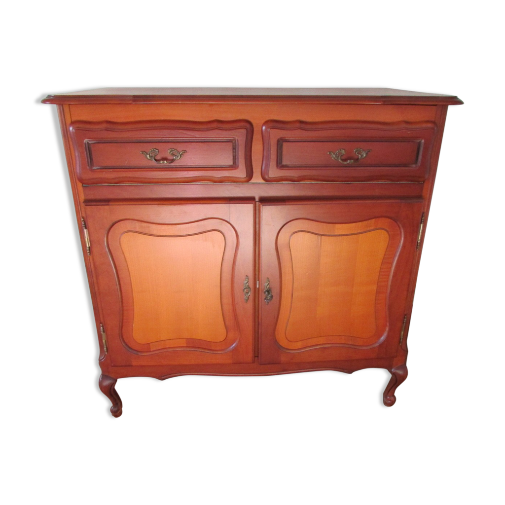 Hifi sideboard, 80s cherry wood TV, Louis XV style