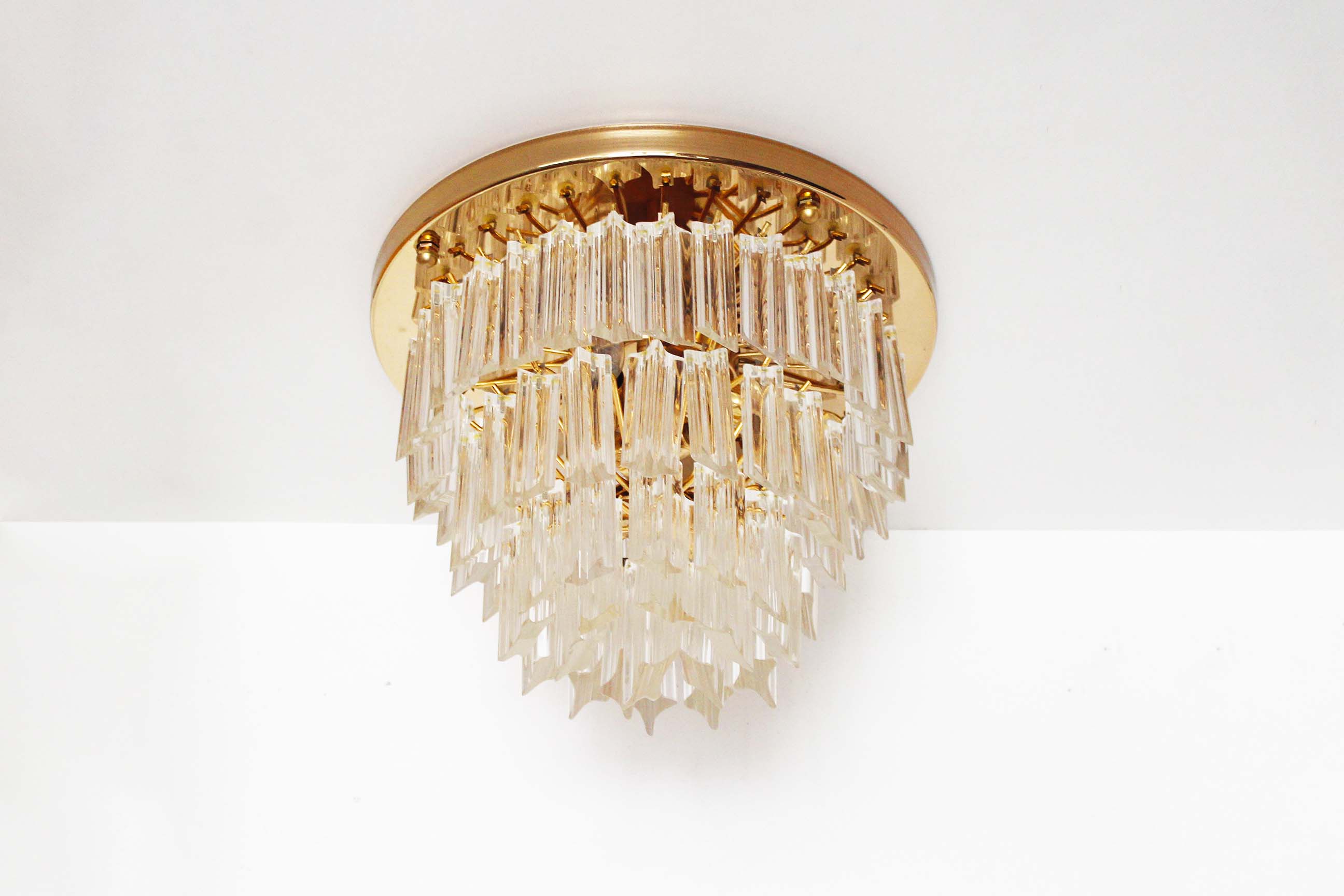 Incredible and large 'Triedri' flush mount light by Paolo Venini for Venini