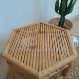 Hexagonal bamboo side table - vintage