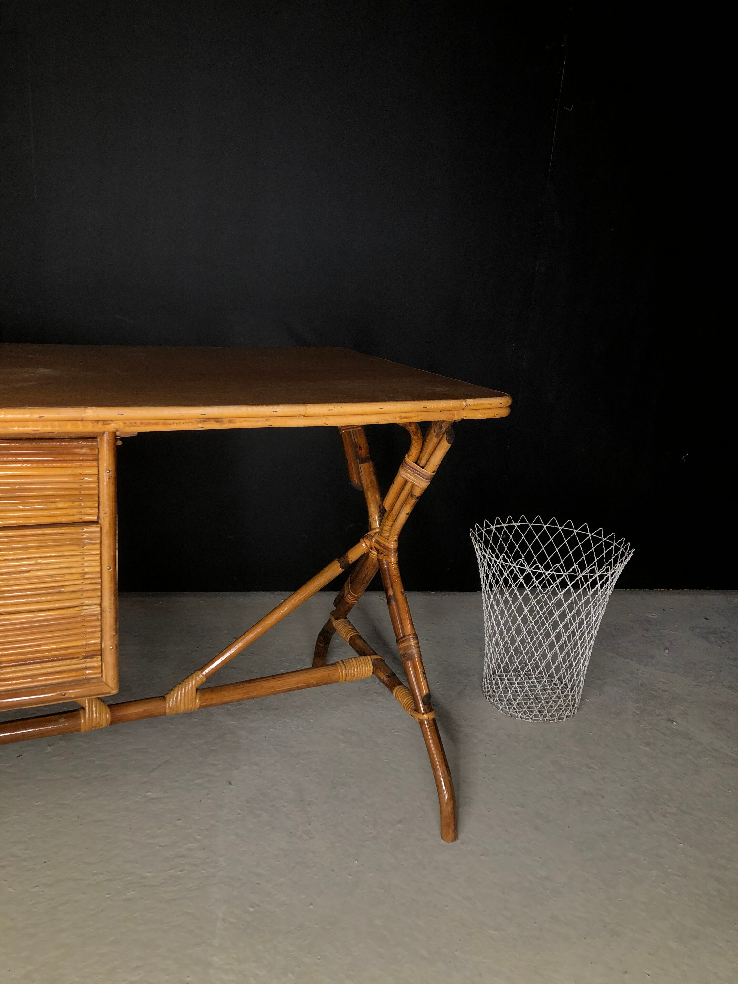 Rattan desk 1960