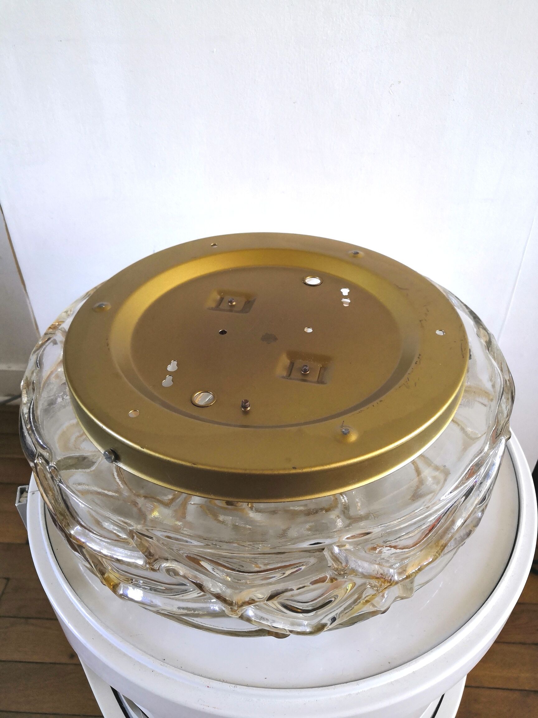 Vintage ceiling lamp in bubbled glass design Profassung 70s - 80s