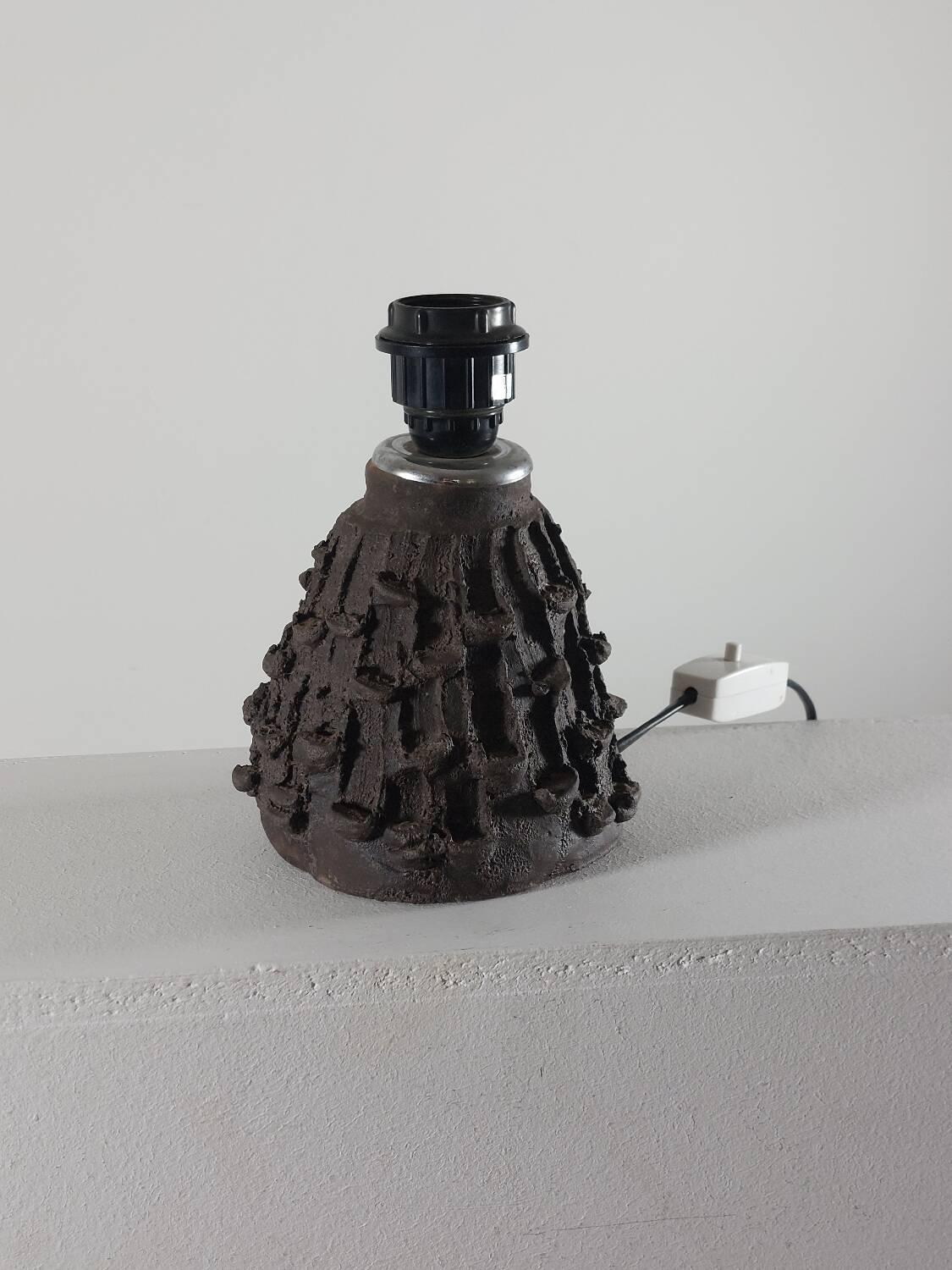 Brutalist ceramic lamp base, mid-20th century.